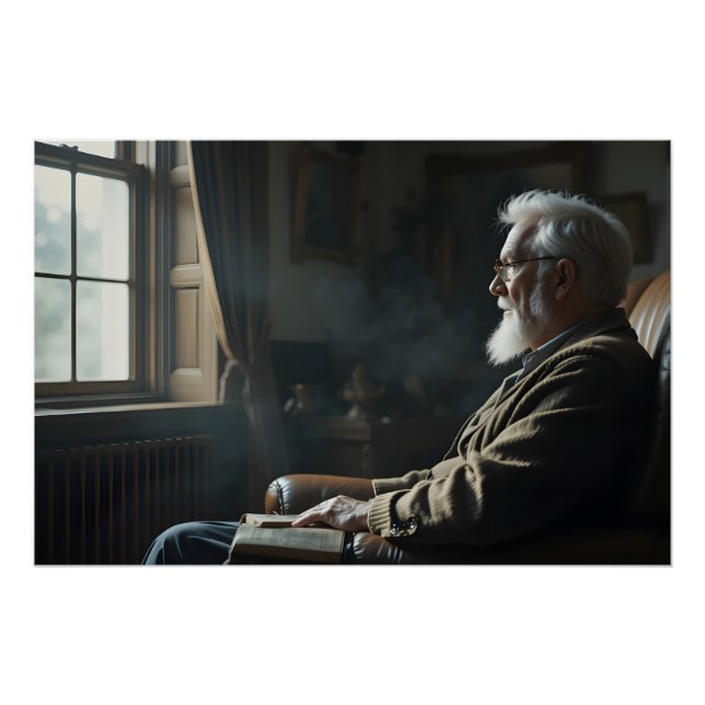 Poster Solitude contemplative âgée (Devant)