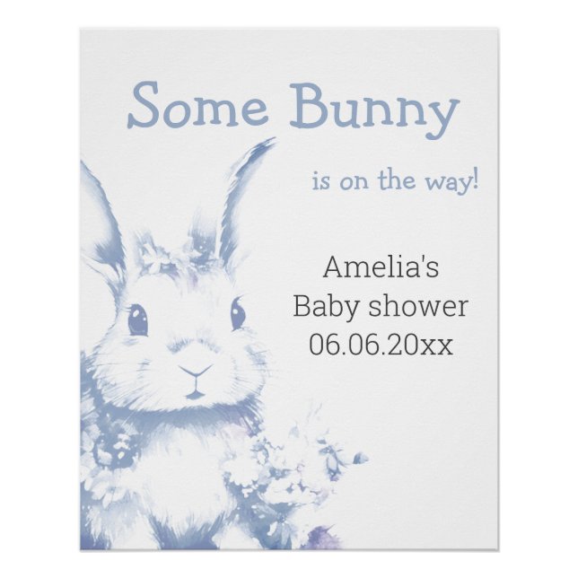 Poster Some Bunny is coming Baby Shower  (Devant)