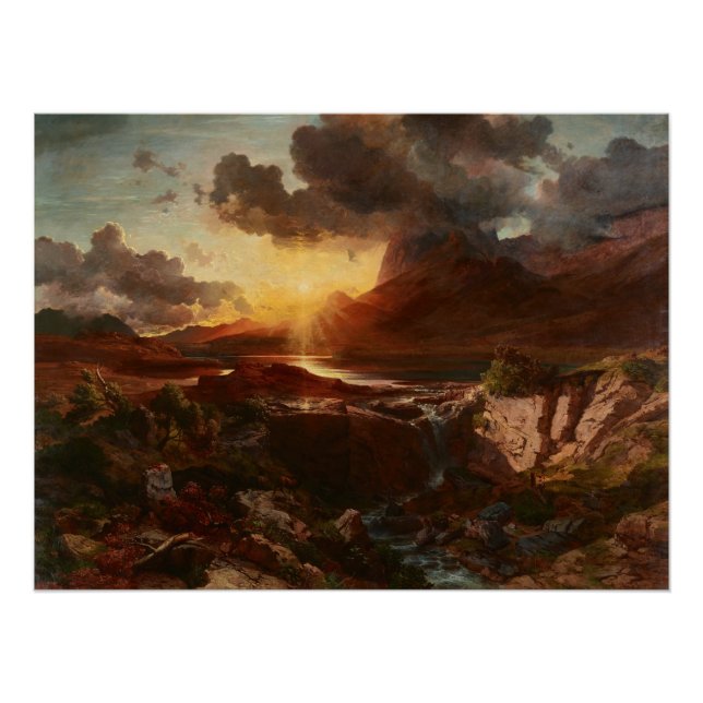 Poster Sonnenuntergang am Hintersee à Berchtesgaden (Devant)