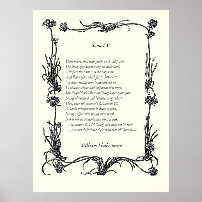 Poster Sonnet # 5 par William Shakespeare (Devant)