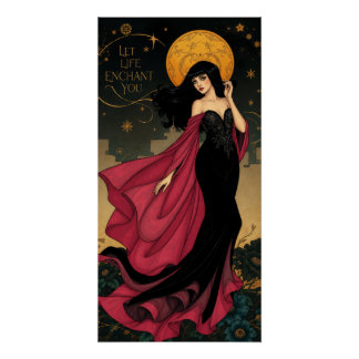 Poster Sorcière céleste de nuit enchantée