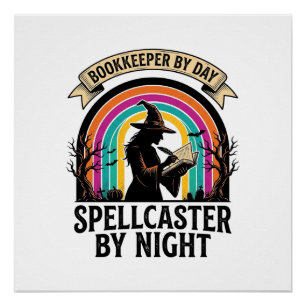 Poster Sorcière Comptable Rétro Halloween Comptabilité De