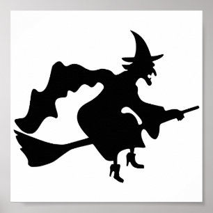 Poster Sorcière d'Halloween sur Broomstick