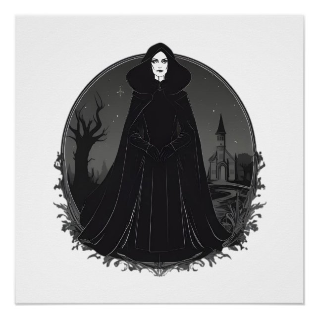 Poster Sorcière gothique Salem à minuit (Devant)