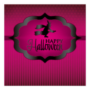 Poster Sorcière rose d'Halloween