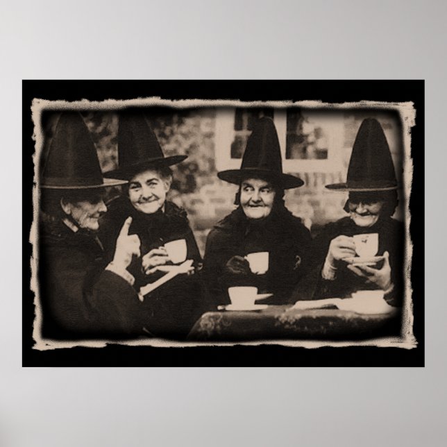 Poster Sorcières Tea Party - vieux noir/blanc (Devant)