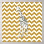 Poster Soudan Brown Safari Chevron avec Pop Art Giraffe<br><div class="desc">Mod Chevron motif dans la palette de couleurs Safari Moods d'Emporio Moffa,  avec la girafe pop art sur un côté.</div>