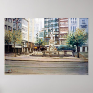 Poster Source de Neptuno (A La Corogne) /Neptune fountain