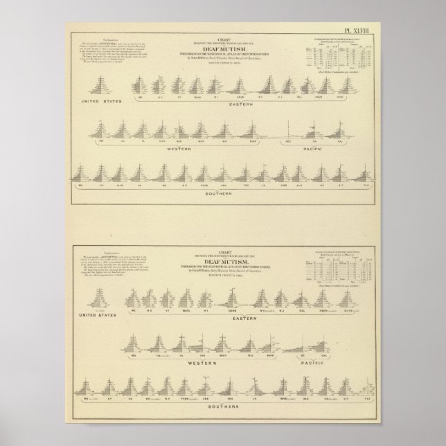 Poster Sourds et mutistes, statistique US Lithographe (Devant)