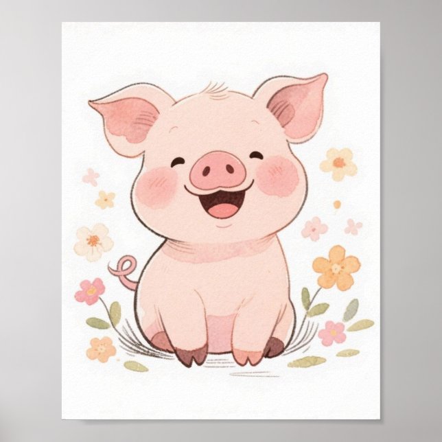 Poster souriant de cochon (Devant)