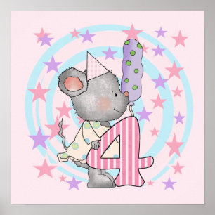 Poster Souris 4e anniversaire T-shirts et cadeaux