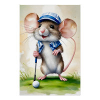 Souris Cute Jouer Golf