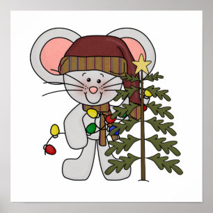 Poster Souris de Noël décorant l'arbre