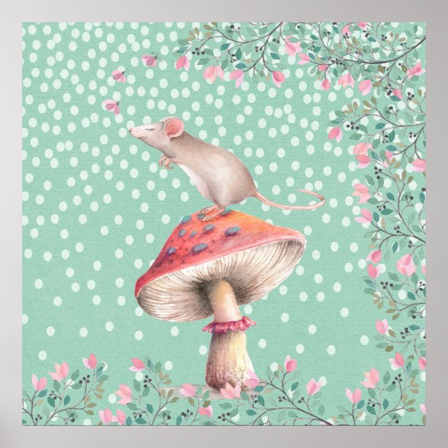 Poster Souris rêvée - Aquarelle Illustration (Devant)