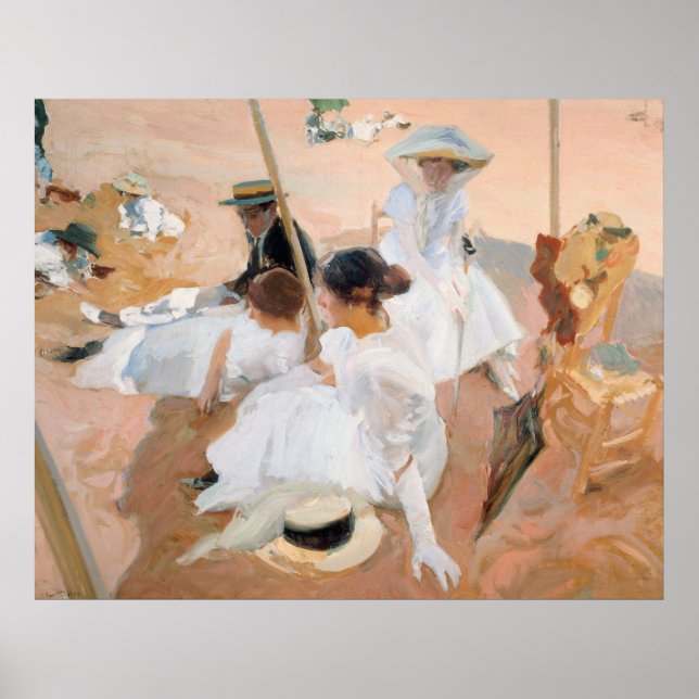 Poster Sous l'Awning, Sur la plage de Zarauz - Sorolla (Devant)