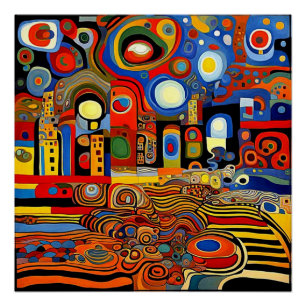 Poster Sous les motifs tourbillonnants du ciel surréalist