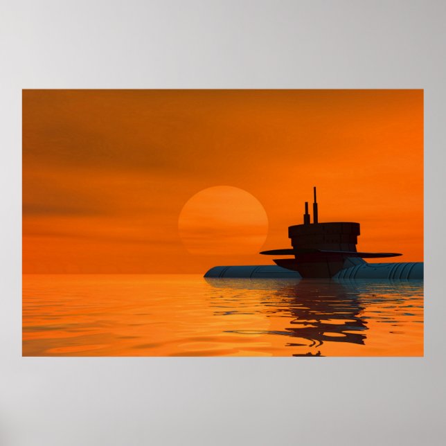 Poster sous-marin au coucher du soleil (Devant)