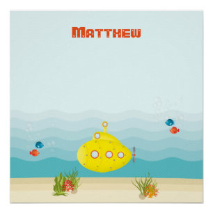 Poster Sous-marin jaune profond