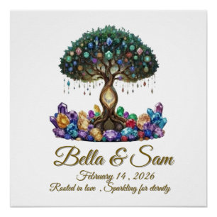 Poster Sous-verre de mariage en forme d'hexagone