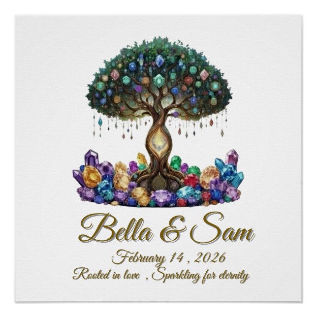 Poster Sous-verre de mariage en forme d'hexagone (Devant)
