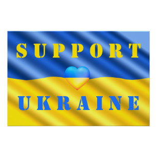 Poster Soutenez l'Ukraine - Drapeau - Liberté - Coeur de 