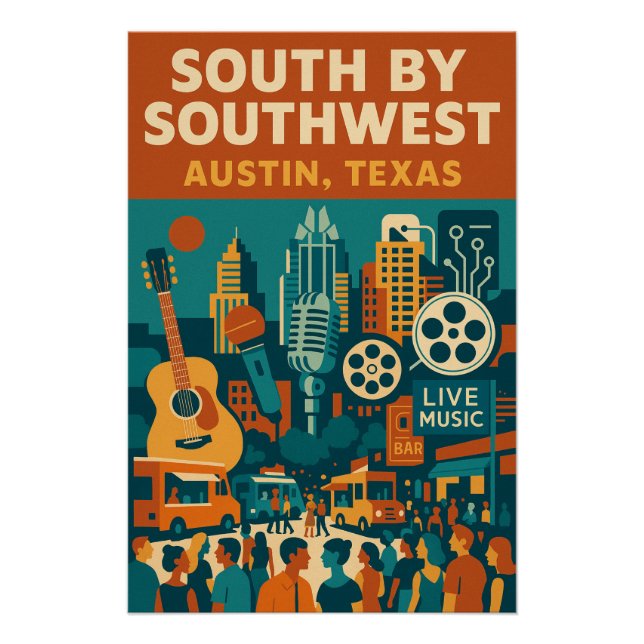 Poster South by Southwest (SXSW) festival in Austin (Devant)