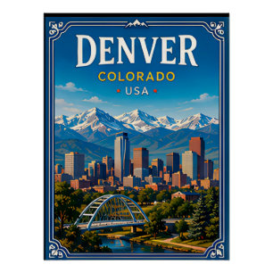 Poster Souvenir de vacances à la montagne à Denver Colora