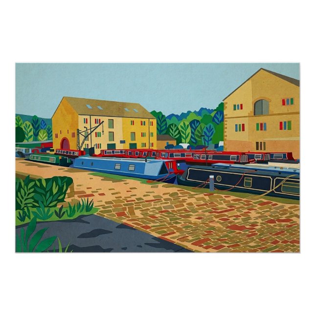 Poster Sowerby Bridge Bassin du Canal Art (Devant)
