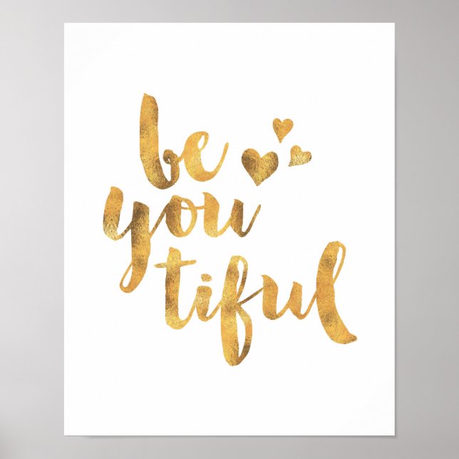 Poster Soyez vous minuscule feuille d'or typographie post (Devant)