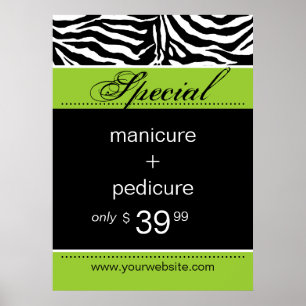 Poster Spa Zebra Salon Lime Green tendance