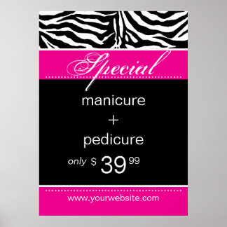 Poster Spa Zebra Salon Rose tendance