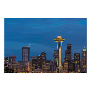 Poster Space Needle et le centre de Seattle