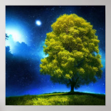 Poster Spacescape de l'arbre solitaire