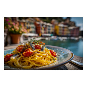 Poster Spaghetti avec sardines et fenouil