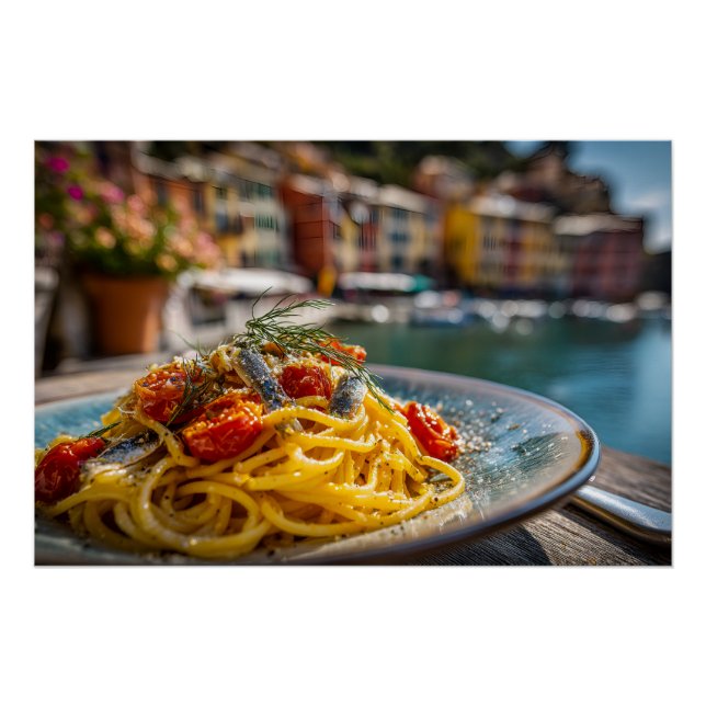 Poster Spaghetti avec sardines et fenouil (Devant)