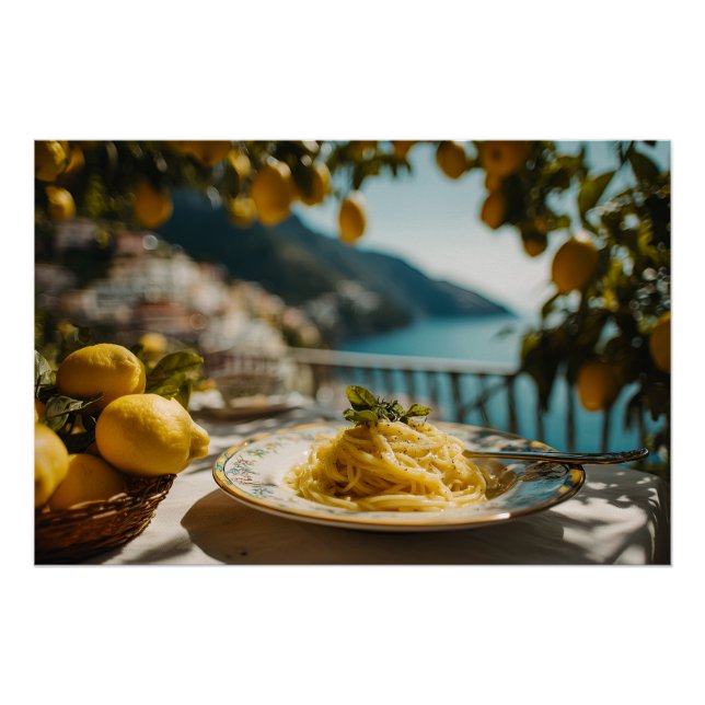Poster Spaghetti avec sauce à la crème de citron (Devant)