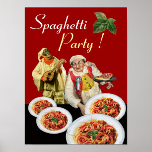 Poster SPAGHETTI PARTY, Cuisine italienne, Chef, Pulcinel