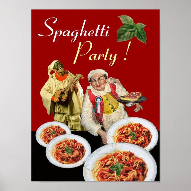 Poster SPAGHETTI PARTY, Cuisine italienne, Chef, Pulcinel (Devant)