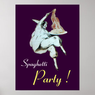 Poster SPAGHETTI PARTY, ITALIAN KITCHEN ,purple