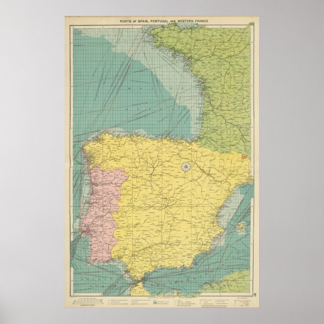 Poster Spain, Portugal, Western France (Devant)
