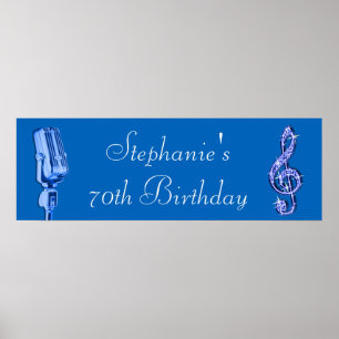 Poster Sparkle Music Note et rétro Microphone Anniversair