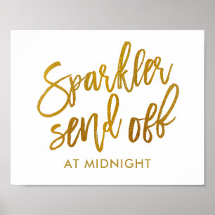 Poster Sparkler Send off Sign Faux Gold Foil Brosse