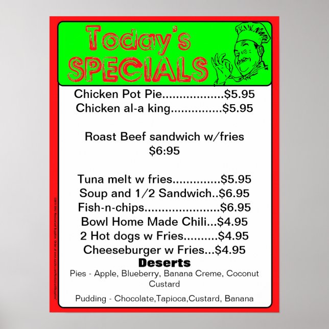 Poster spécial d'aujourd'hui - fournitures de rest (Devant)