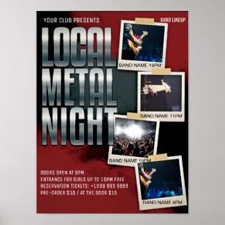 Poster Spectacle local en métal | Gig | Club | Flyer