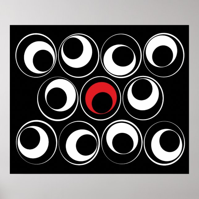 Poster Sphères graphiques en rouge (Devant)