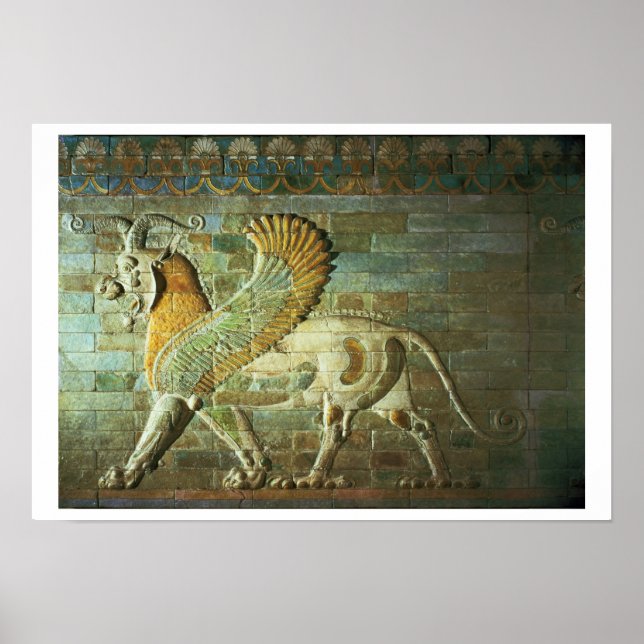 Poster Sphinx, detail from a frieze, Mesopotamian, c.500 (Devant)
