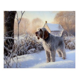 Poster Spinone Italiano Qu'il neige Noël
