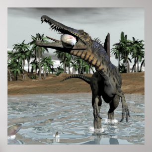 Poster Spinosaurus dinosaure mangeur poisson - rendu 3D