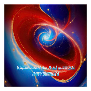 Poster Spirale cosmique rouge et bleu