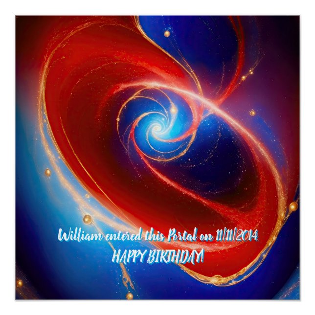 Poster Spirale cosmique rouge et bleu (Devant)